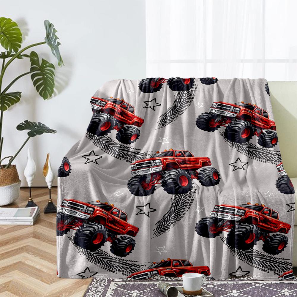 Truck Theme Printed Blanket - Perfect for Couch, Bed, Travel & Outdoor Use | Machine Washable, Cozy & Durable.
