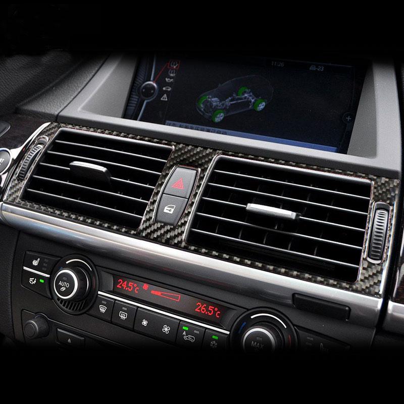 AAACH1 For BMW X5 X6 E70 E71 Accessories Car Interior Air Conditioning CD Console Panel Cover Decoration Trim Carbon Fiber Car Styling