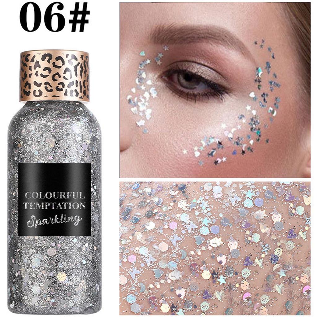Pearlescent Gel Eyeshadow Liquid with Sequins Sparkling High Glitter for Face and Body Makeup