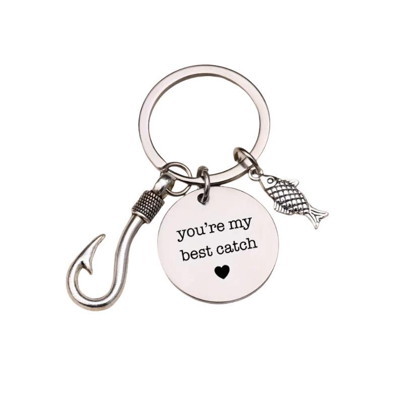 Stainless Steel 'Fishing Enthusiast - You're My Best Catch' Keychain Gift