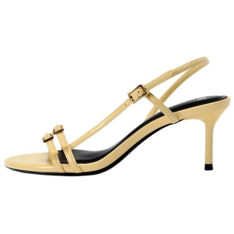 Zara Pu Open Toe Cool High Heel One Strap Sandals 6.5Cm Women Sandals Yellow 13350410306