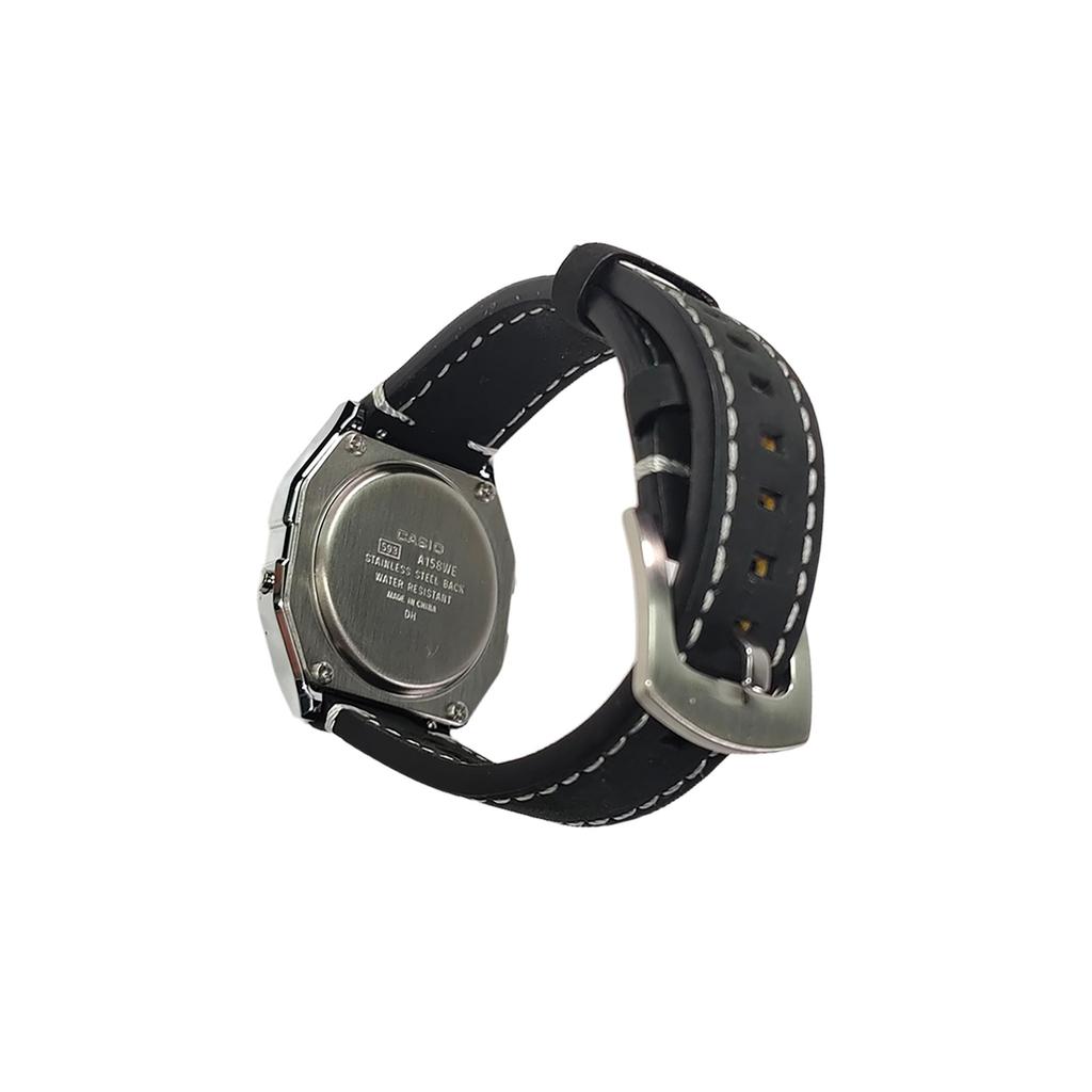CASIO Custom Collection Electronic Movement Leather Strap Watch Men's Watches Yellow Watch Dial A158WEA-9