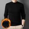 Autumn and Winter Men's Sweater Half-height Round Neck Solid Color Knitted Sweater Elastic High-quality Plush Thickened Bottoming Shirt