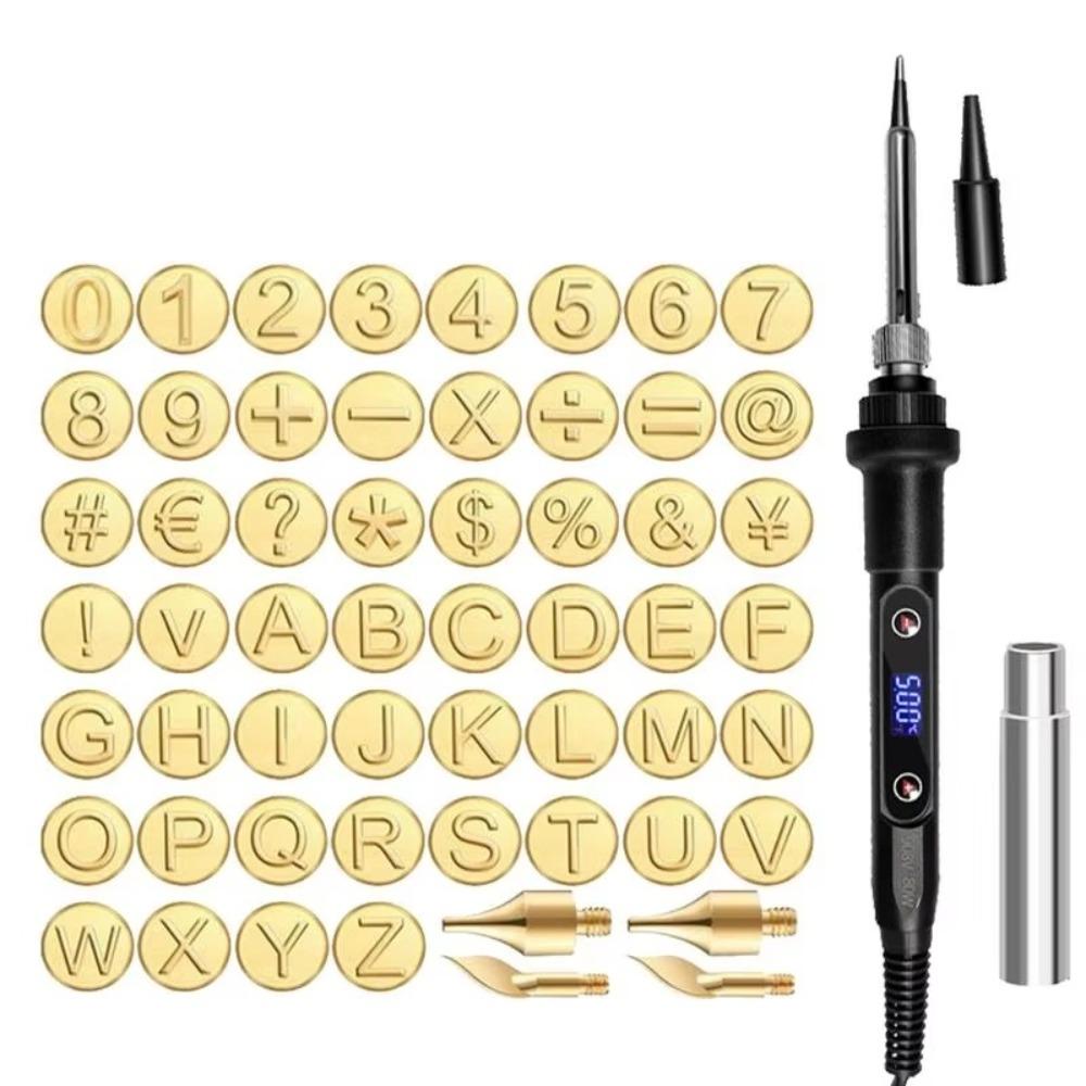 Internal Heat Wood Burning Pen Tips Kit Embossing Woodworking with Alphabet Carving Set Wood Burning Letter Stamp