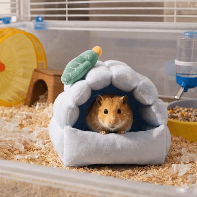 Warm Hamster Cotton Nest Thickened Cartoon Animal Rest Shelter Strawberry Design Windproof Guinea Pig Insulated Nest