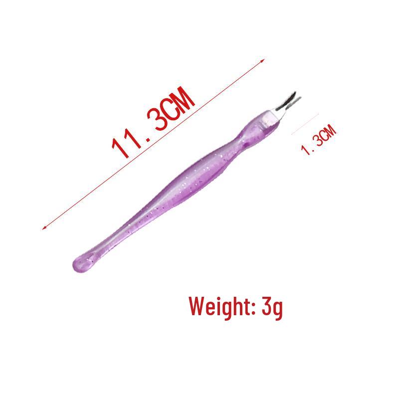 Nail Pusher & Dead Skin Fork with Plastic Handle for Cuticle and Hangnail Care