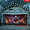 2D flat banner 1PC Large Halloween garage door banner - ghostly window scenes with glowing pumpkins and skeletons