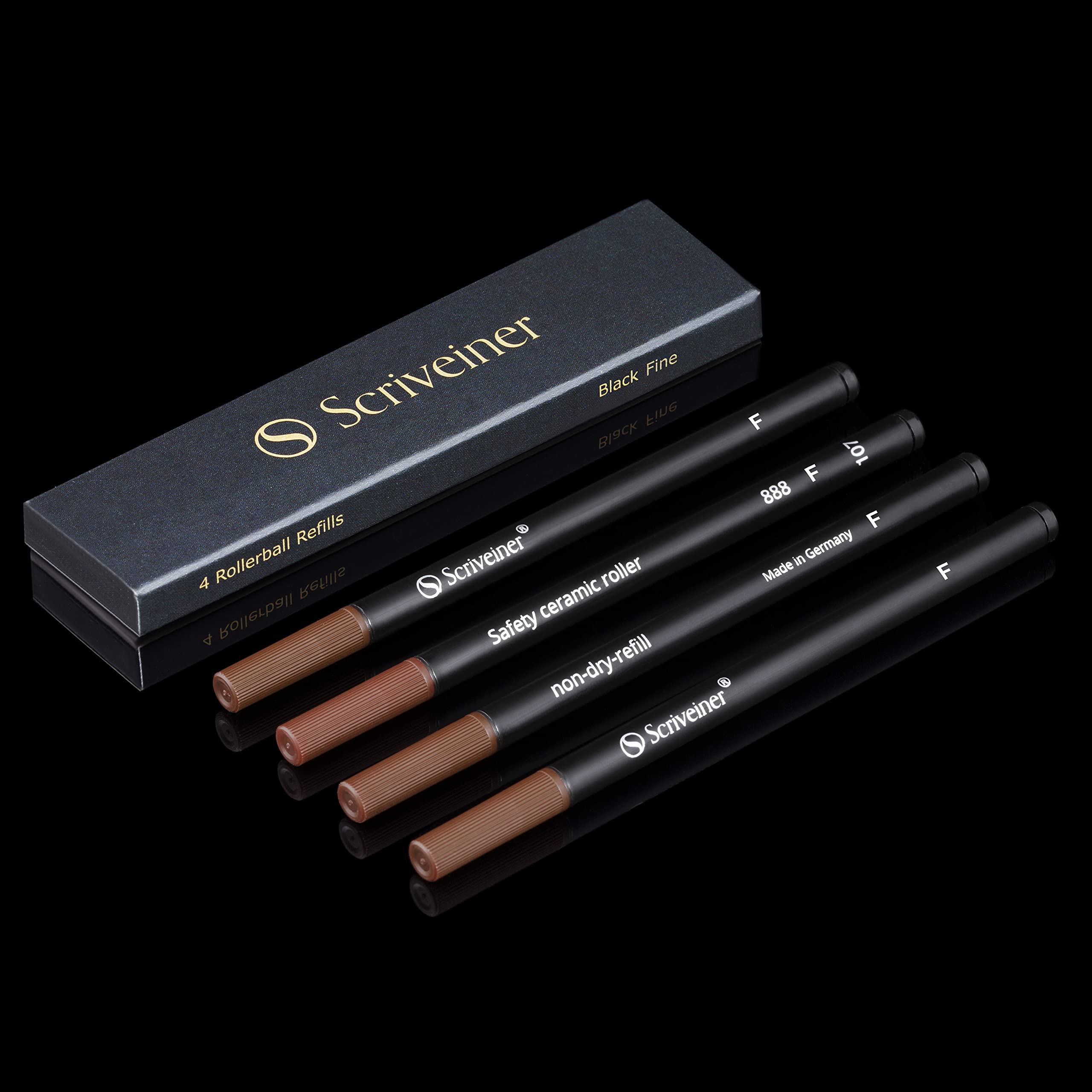 

Scriveiner Rollerball Refill Black Fine 4 Rollerball Refills Designed for Scriveiner Pens Dry Roller Pen Refill F - чёрный