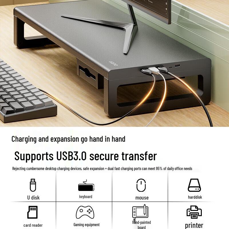 llano ZG006 Pro Multi-functional Monitor Riser with USB Hub