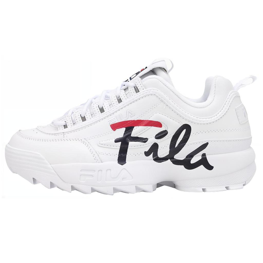 New FILA Low Top Side Logo Daddy Shoes 'White Black' 1FM00863D_121