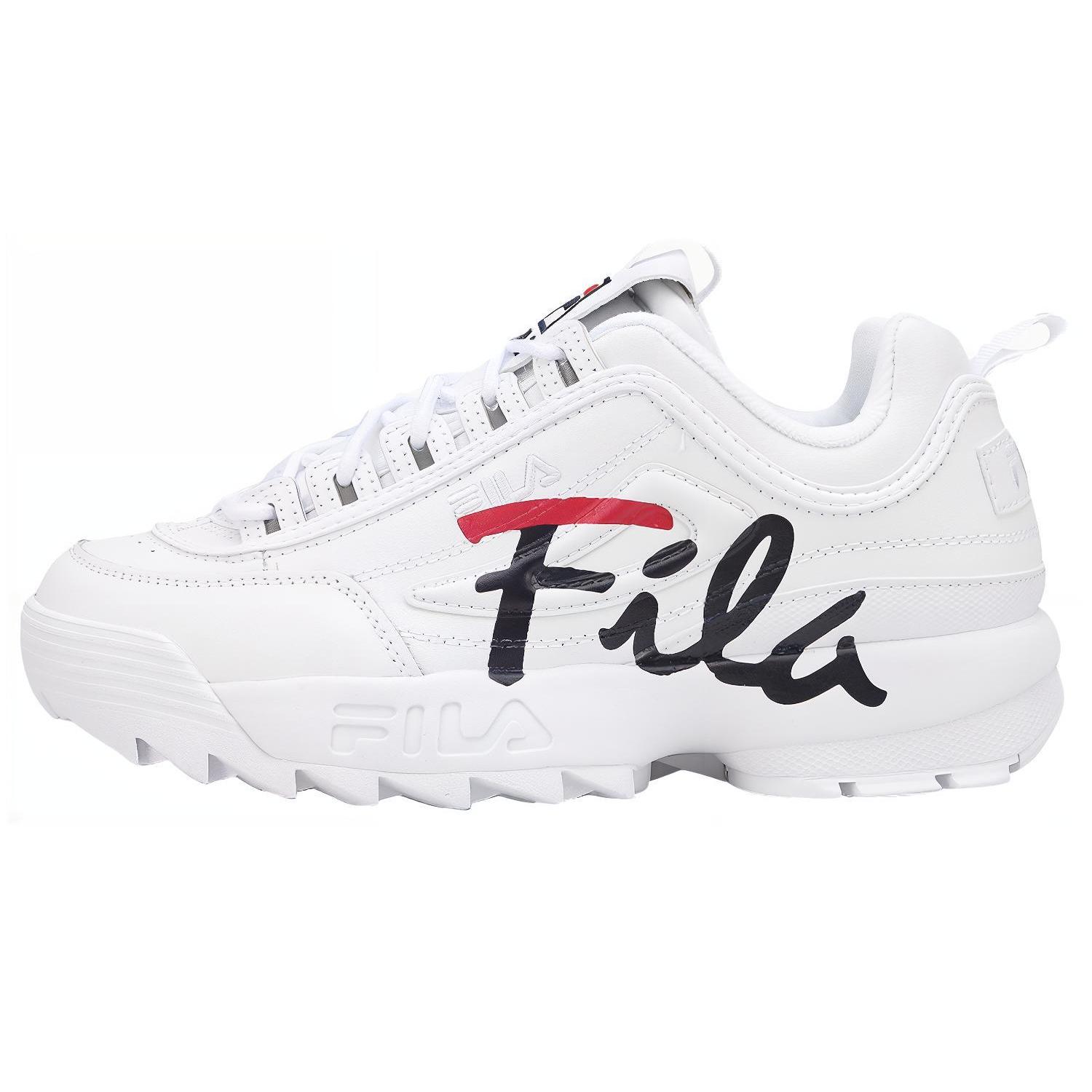 

New FILA Low Top Side Logo Daddy Shoes White Black 1FM00863D_121 36