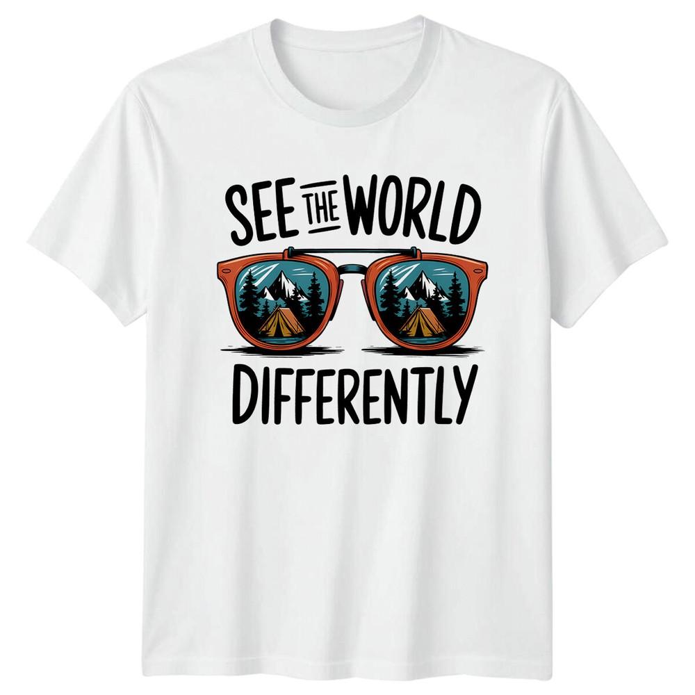 See The World Differently Camping Adventure Graphic TShirt S