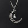 Hollow Moon Natural Crystal Bead Pendant Necklace Amethyst Pendant Couple N598