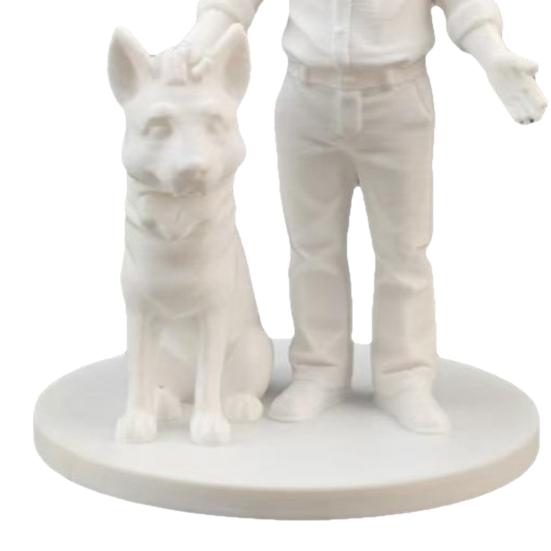 3D Printed Man with Dog Figurines, Interactive Dog Memorial Gifts for Dog Lovers, Man and Dog Statue, Minimalist Puppy & Owner Decorative Arts for