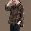 Shirt for Women    Oversize Cotton Loose Blouse Casual Long Sleeve Pullover Soft Loose Plaid Shirt Jacket Top
