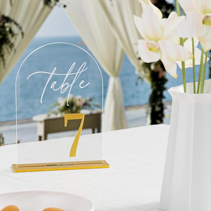 Luxury 3D Acrylic Wedding Table Number Cards - Elegant Arch Design for Banquet Seating