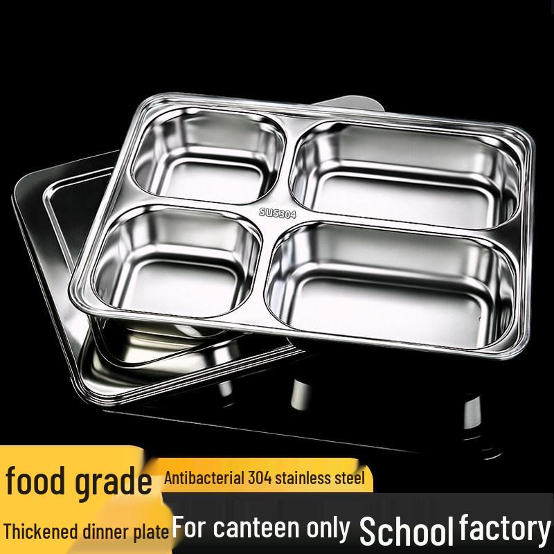 304 Stainless Steel Children's Sectioned Dining Plate for Kindergarten or Canteen Use