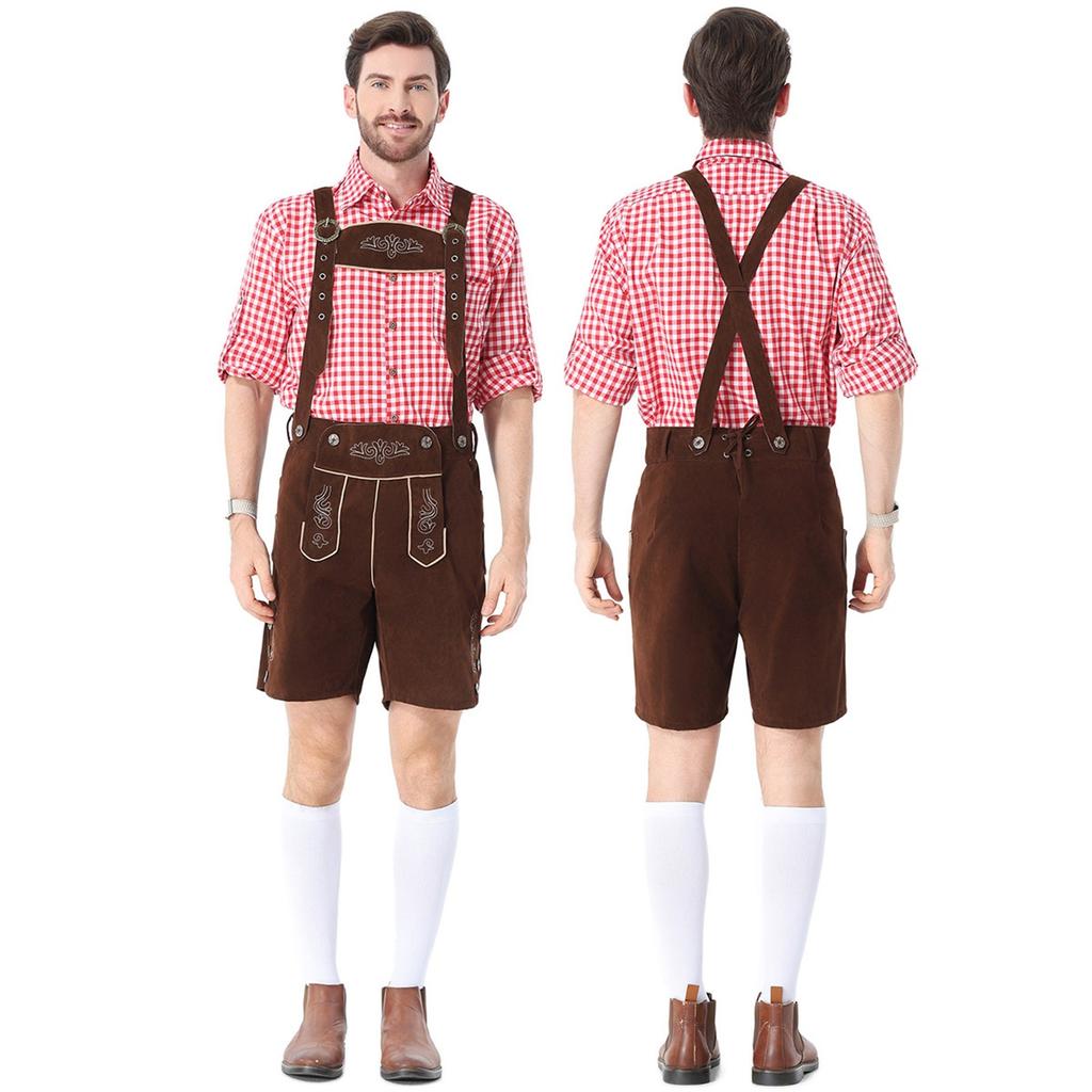 Men's Oktoberfest Suspenders Pants Bavarian Costume for Festival