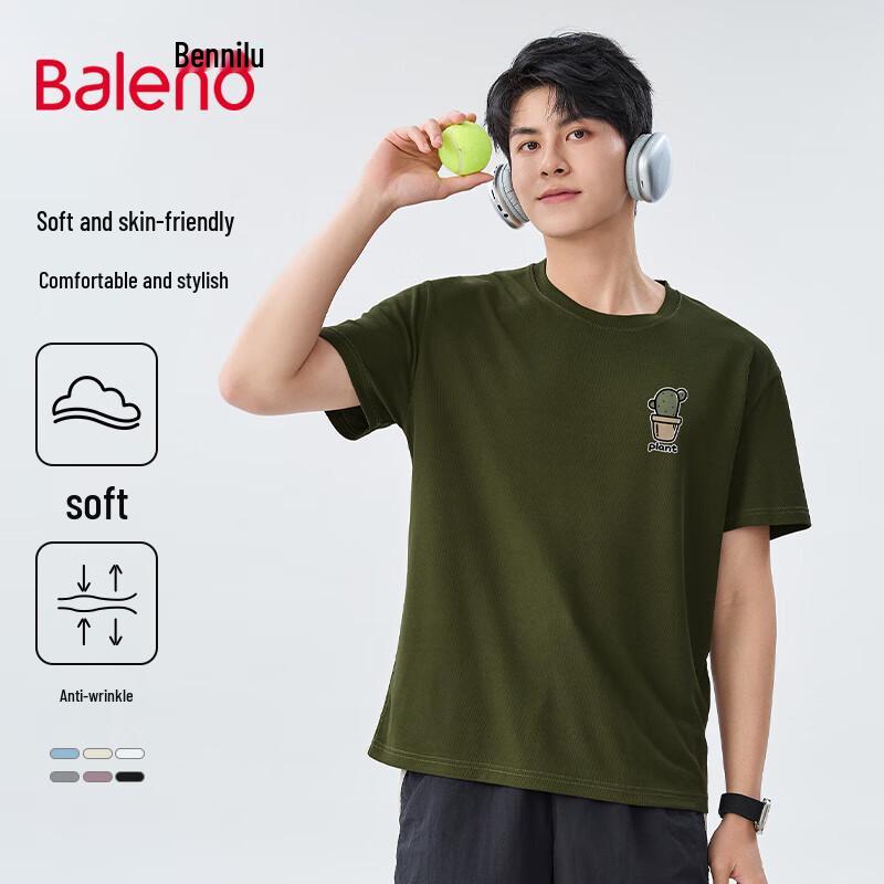 Baleno Men s Waffle Cactus Print Crew Neck T-Shirt XL