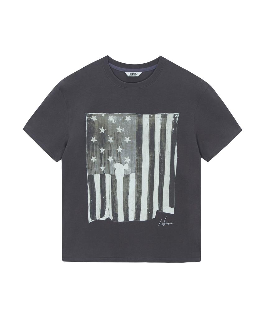 Lekim Vintage Flag T-Shirt (Charcoal)