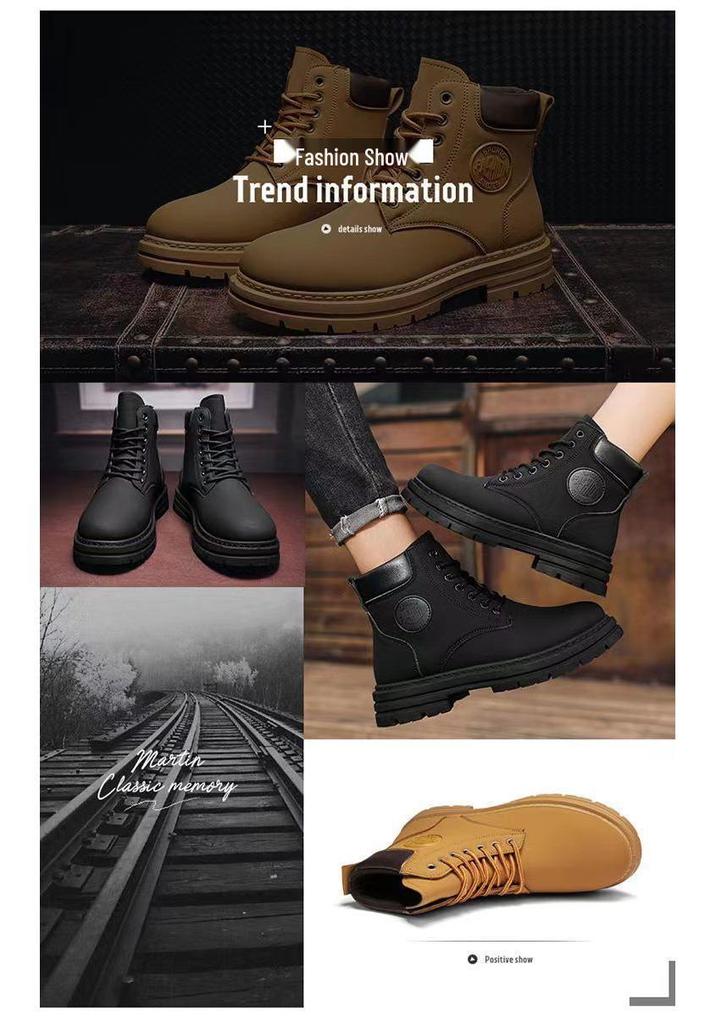Stivali Martin Unisex Giallo Ape Grandi a Metà Polpaccio - Suola Spessa, Stile Britannico, Perfetti per l'Autunno.