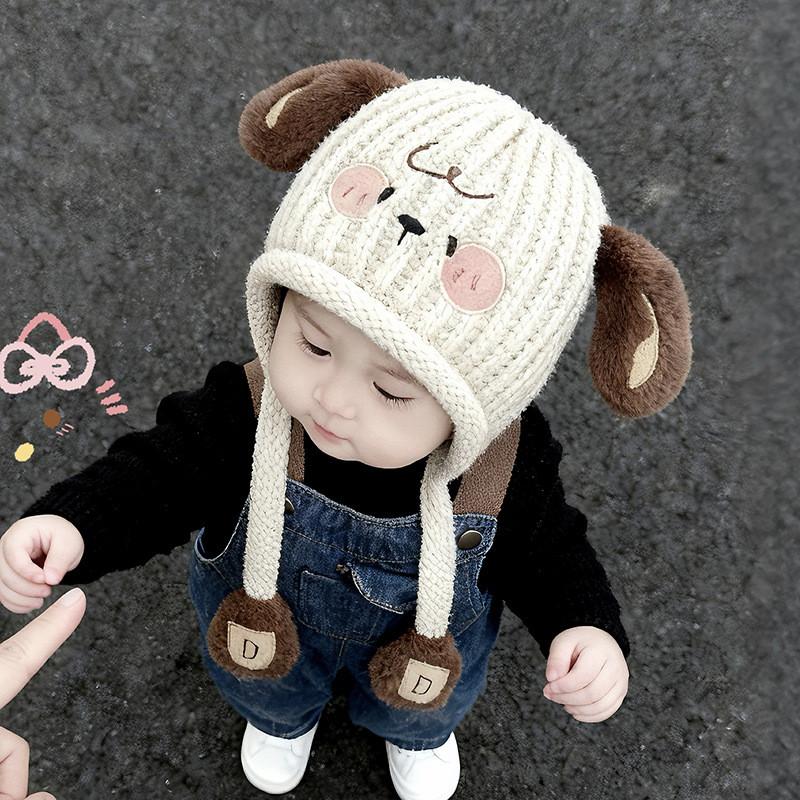 Baby Knit Hat Cute Dog Cartoon Kids Winter Warm Beanie For Children Children