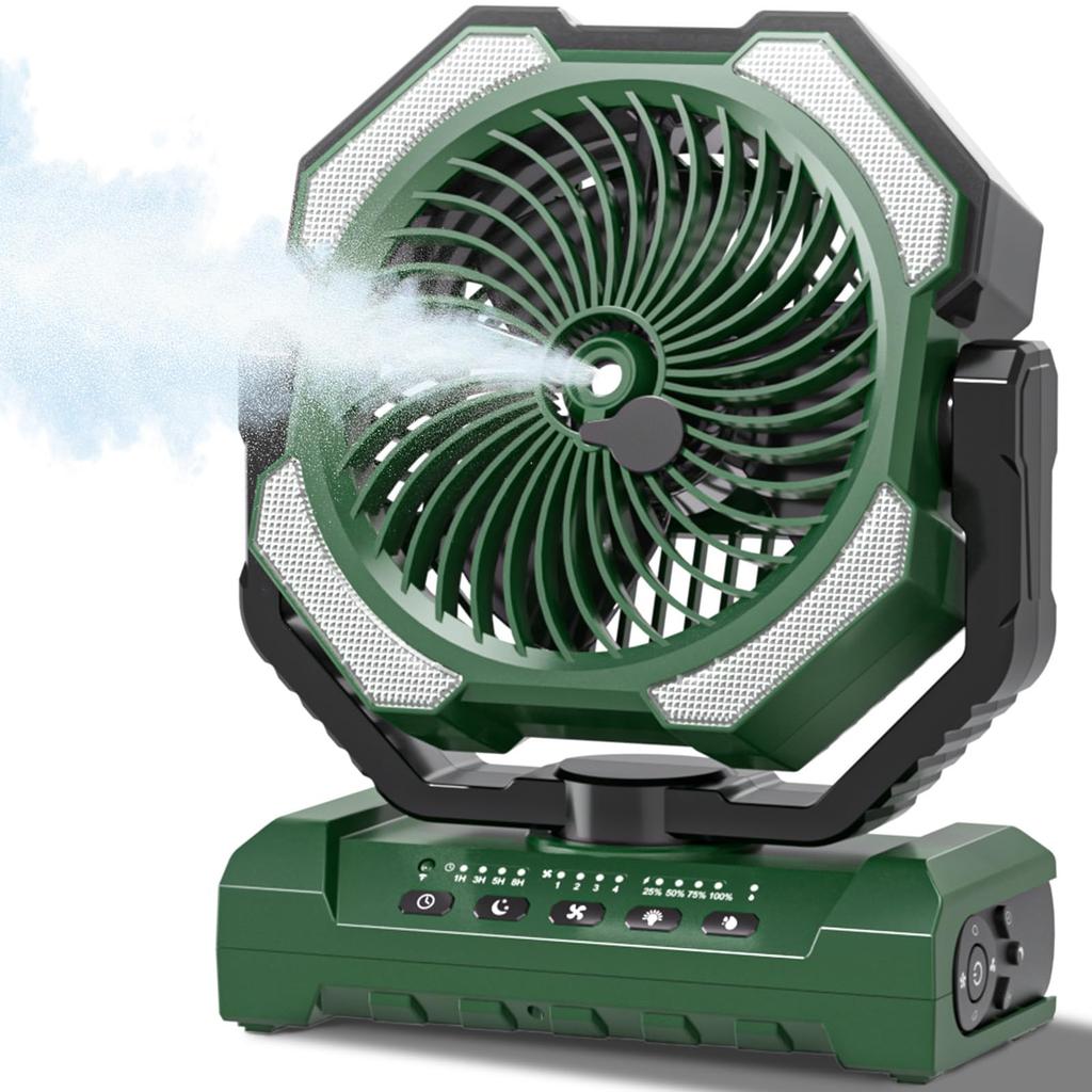Portable Camping Fan with Up To 60 Hours of Continuous Hanging 4 Wind Outdoor Remote Control and Quiet DC LED Table Compact Heatstroke Suitable for