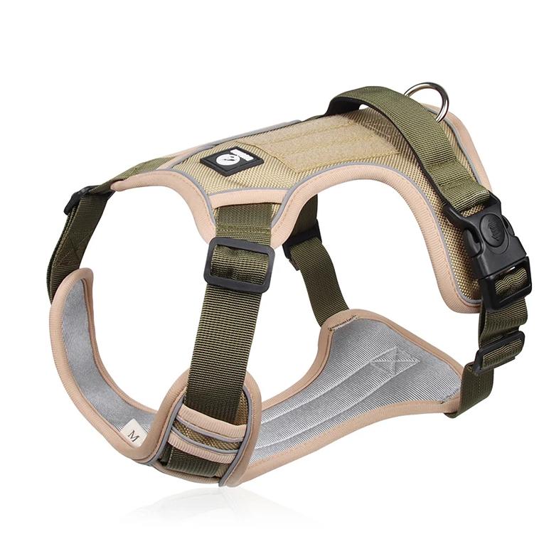 Светоотражающая регулируемая шлейка для собак среднего и крупного размера, лабрадора, армейский тренировочный жилет из ткани Оксфорд, для выгула собаки, удобная, прочная S хаки