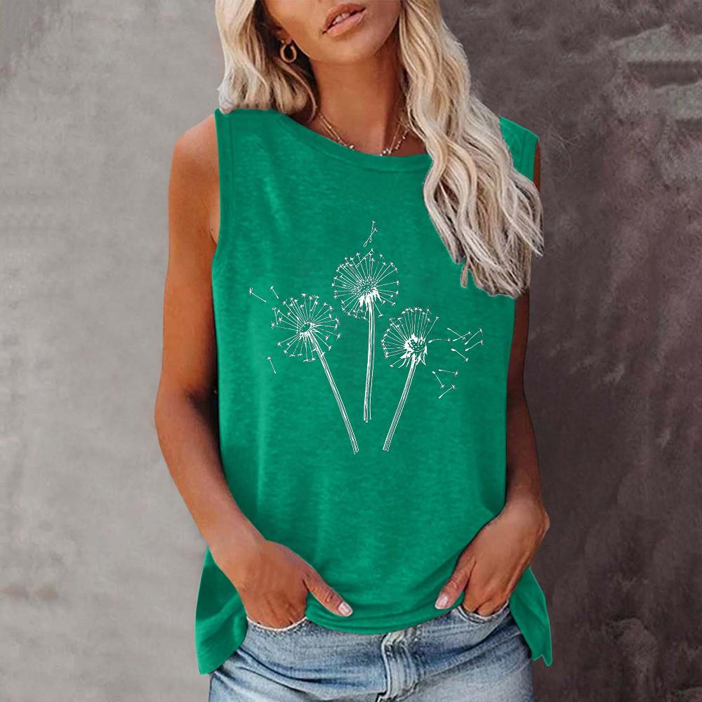 

Seeyoushy 2023 Лето Новая женская футболка без рукавов с круглым вырезом и цветочным принтом Женская одежда Тренд Y2K Женский топ Ropa Para Mujer XL