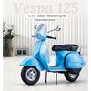 1/10 Vespa 125 Alloy Leisure Motorcycle Model Diecasts Metal Classic Motorcycle Model Simulation Sound and Light Childrens Gifts