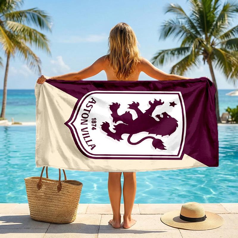 Aston Villa Fotbalový Plážový Ručník Měkký Mikrovláknový Letní Ručník Rychleschnoucí Absorpční Ručník na Pláž, Bazén, Cestování