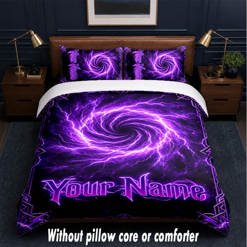 Neon Theme Custom Text Or Name 3Pcs Bedding Set,1 Flat Sheet & 2 Pillowcases Personalized Home Bedding