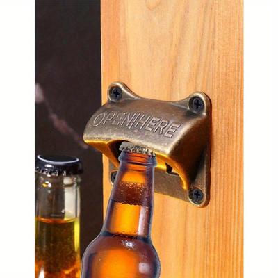 1 Stück Retro Eisen Flaschenöffner, Quadratisch Antikbronze Wandmontiertes Barzubehör