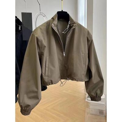 Koreanischer Stil High-End-Feeling Design Stehkragen Cropped Jacke für Damen Herbst Petite Arbeitskleidung Elegant Lässig