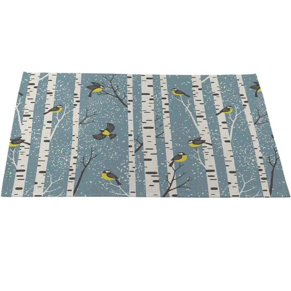 Classic Rose Flower Placemat Linen Table Mat Tree Wooden Style Dining Table Disc Pads Coaster Napperon Plate Bar Tapete De Lugar