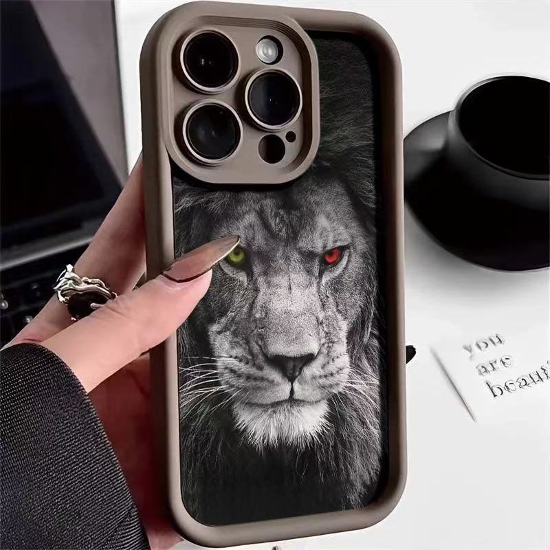 Lion Is Suitable for Iphone16pro Mobile Phone Case, Apple 15 Trendy Man 14 European and American 13promax New 12x11XR.