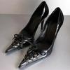 Fashion Fashion Bow Tie Design Leather Women Pumps Sexy Pointed Toe Thin High Heels Elegant Banquet Dress Mules Shoes Zapatos De Mujer