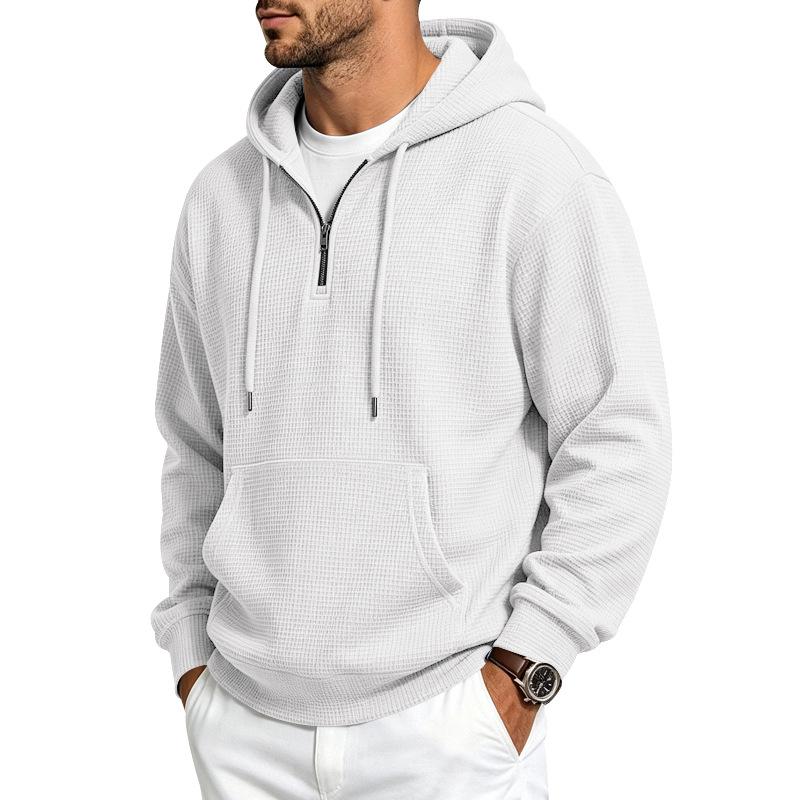 Herren Waffelstrick Kapuzenpullover Lockerer Schnitt Lässiges Sweatshirt