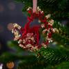 Christmas Decoration Wine Red Plush Flower Wreath Elk Pendant Outdoor Hangable Holiday Decor Red Flocking Festive Party Supplies