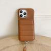 For iPhone 15 Pro Case Card Slots Kickstand PU Leather+PET Phone Cover with Wrist Strap
