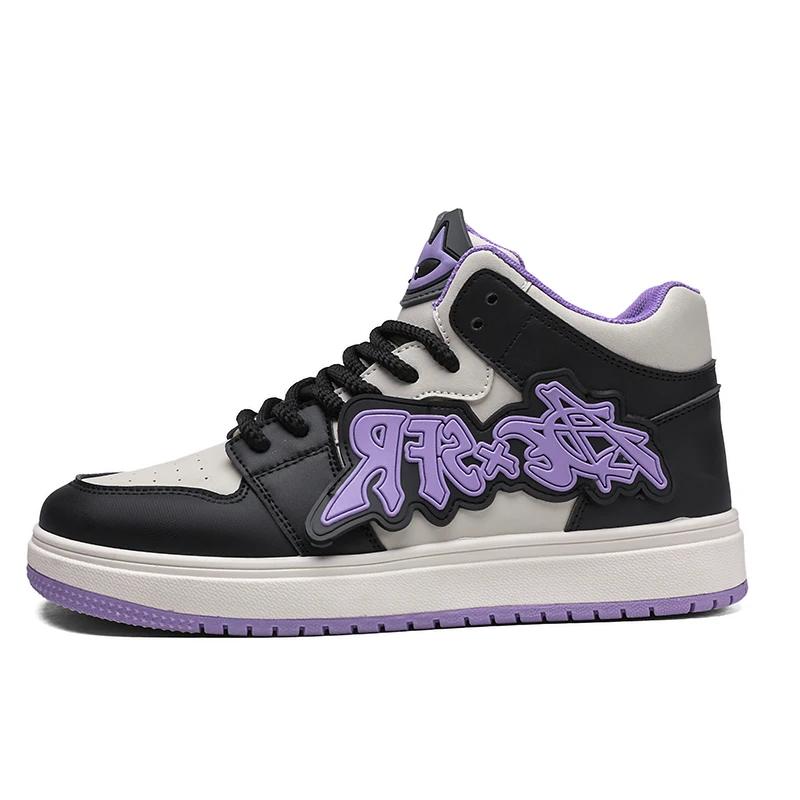 

Фиолетовые мультяшные мужские повседневные кроссовки, модные высокие туфли, мужские оригинальные кроссовки для скейтборда, мужская уличная спортивная обувь 2025 40 лавандовый