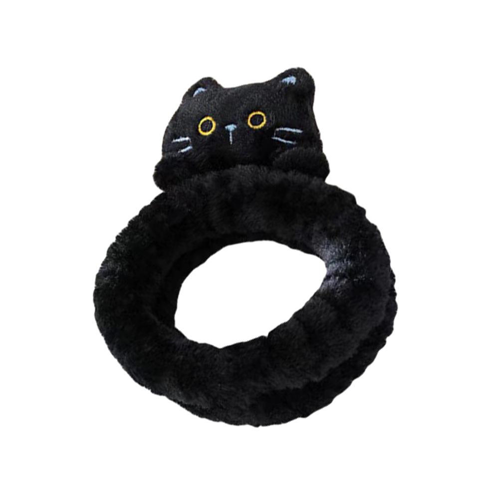 Cute Coral Fleece Head Bands Elastic Cartoon Cat Makeup Wash Face Hairbands Soft Traceless Facial Spa Headwear Hair Accessories