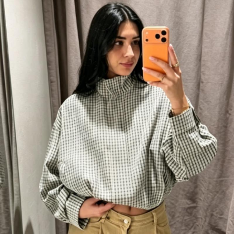 Bunda Dámská Bunda Jaro Podzim 2026 Zkrácená Oversized Dlouhý Rukáv Top Ležérní Zip Vrchní Oblečení Venkovní Kabáty