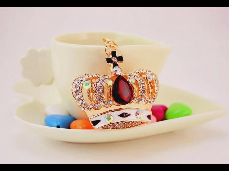 Crystal Gem Crown Keychain: Women's Alloy Jewelry & Car Pendant Accessory