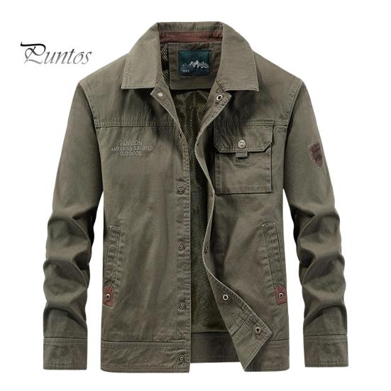 Men Jacket Lapel Long Sleeve Multi Pockets Design Jacket Coat Solid Color Single Breasted Outdoor Jacket Daily Wear