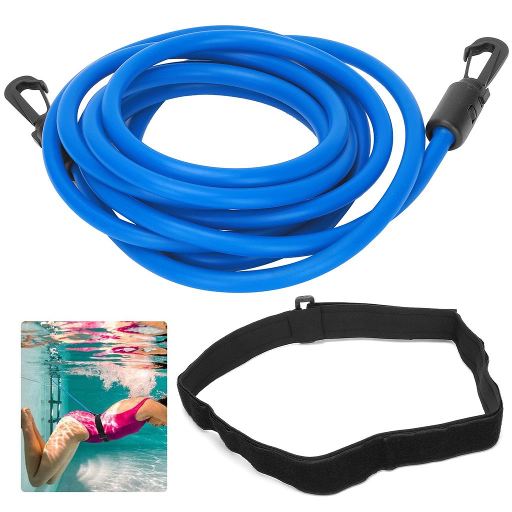 Adjustable Swim Training Resistance Elastic Belt Swimming Exerciser Safety Rope Latex Tube