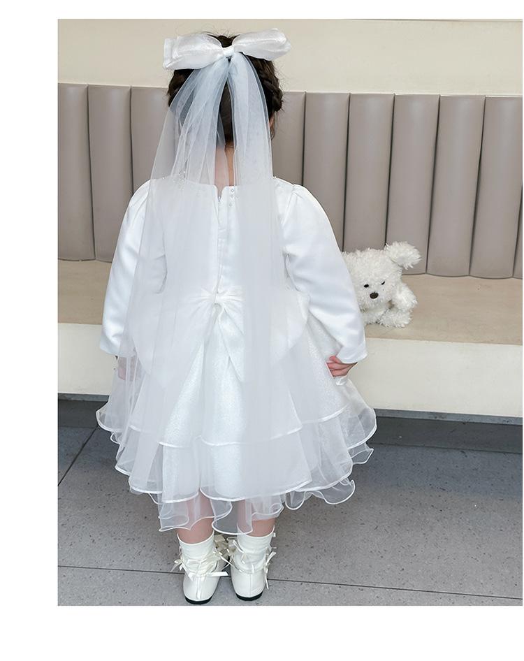 White Tulle Dress for Girls, Ages 2-7 - Spring/Autumn Flower Girl Dress