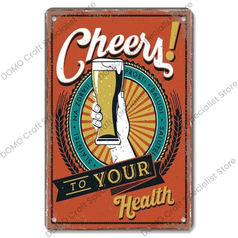 Vintage Beer Metal Sign, New Year Pub Decor Plaque