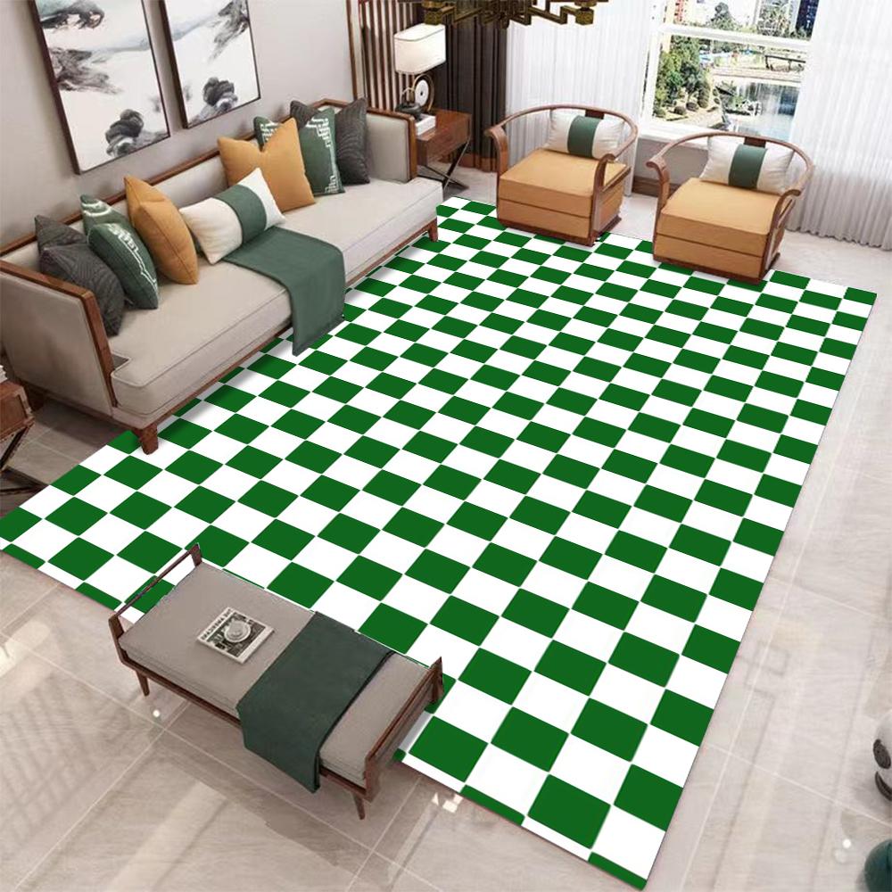 Checkerboard Pattern Carpet Various Styles With Blue Green Red Contrast Checkered Designs Non Slip Rug For Living Room Decor