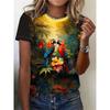Mode d'été T-shirts pour femmes Animaux drôles hawaii Élégants imprimés Décontractés Manches courtes Col rond T-shirts Col rond Hauts réguliers